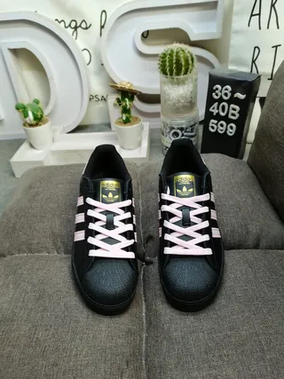 Adidas Superstar Black and Pink Lifestyle Sneakers 10
