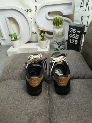 Adidas Superstar Black and Tan Lifestyle Sneakers 8