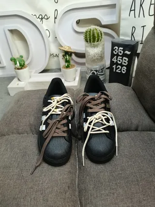 Adidas Superstar Black and Tan Lifestyle Sneakers 10