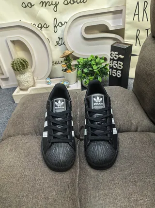 Adidas Superstar Black and White Lifestyle Sneakers 10