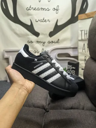 Adidas Superstar Black and White Lifestyle Sneakers 5