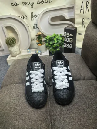 Adidas Superstar Black and White Lifestyle Sneakers 10