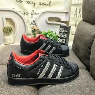 Adidas Superstar Black Red Shell-Toe Three-Stripe Side Panel Lifestyle Sneakers