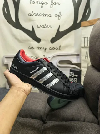 Adidas Superstar Black Red Shell-Toe Three-Stripe Side Panel Lifestyle Sneakers 5