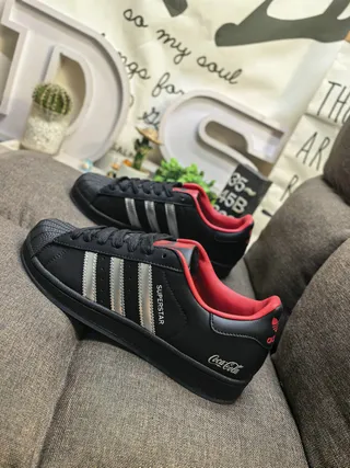 Adidas Superstar Black Red Shell-Toe Three-Stripe Side Panel Lifestyle Sneakers 7