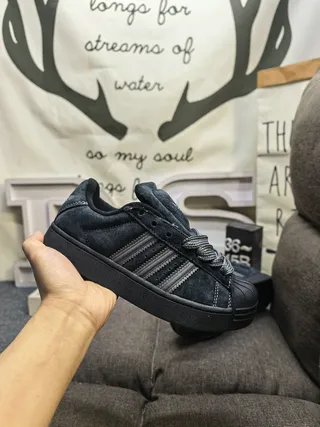 Adidas Superstar Black Suede-Like Lifestyle Sneakers 5