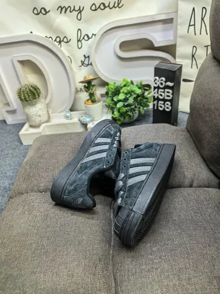 Adidas Superstar Black Suede-Like Lifestyle Sneakers 6