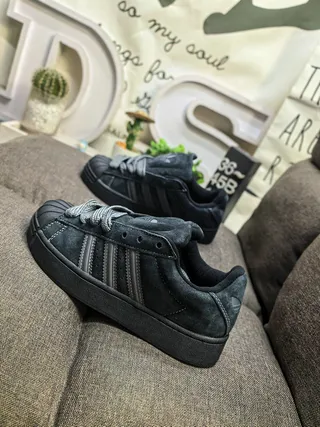 Adidas Superstar Black Suede-Like Lifestyle Sneakers 7