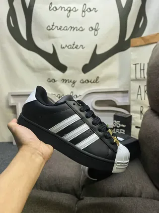 Adidas Superstar Black White Shell-Toe Three-Stripe Side Lifestyle Sneakers 5