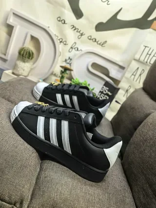 Adidas Superstar Black White Shell-Toe Three-Stripe Side Lifestyle Sneakers 7