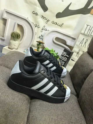 Adidas Superstar Black White Shell-Toe Three-Stripe Side Lifestyle Sneakers 9