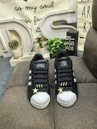Adidas Superstar Black White Shell-Toe Three-Stripe Side Lifestyle Sneakers 10