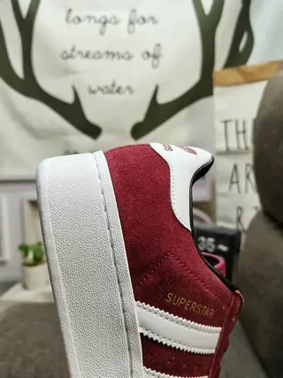 Adidas Superstar Burgundy Suede White Stripe Lifestyle Sneakers 3