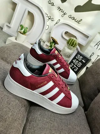 Adidas Superstar Burgundy Suede White Stripe Lifestyle Sneakers 9