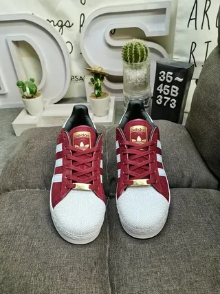 Adidas Superstar Burgundy Suede White Stripe Lifestyle Sneakers 10