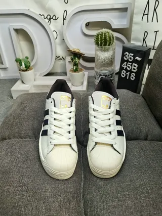 Adidas Superstar Croc-Embossed Leather Navy Stripe Lifestyle Sneakers 10