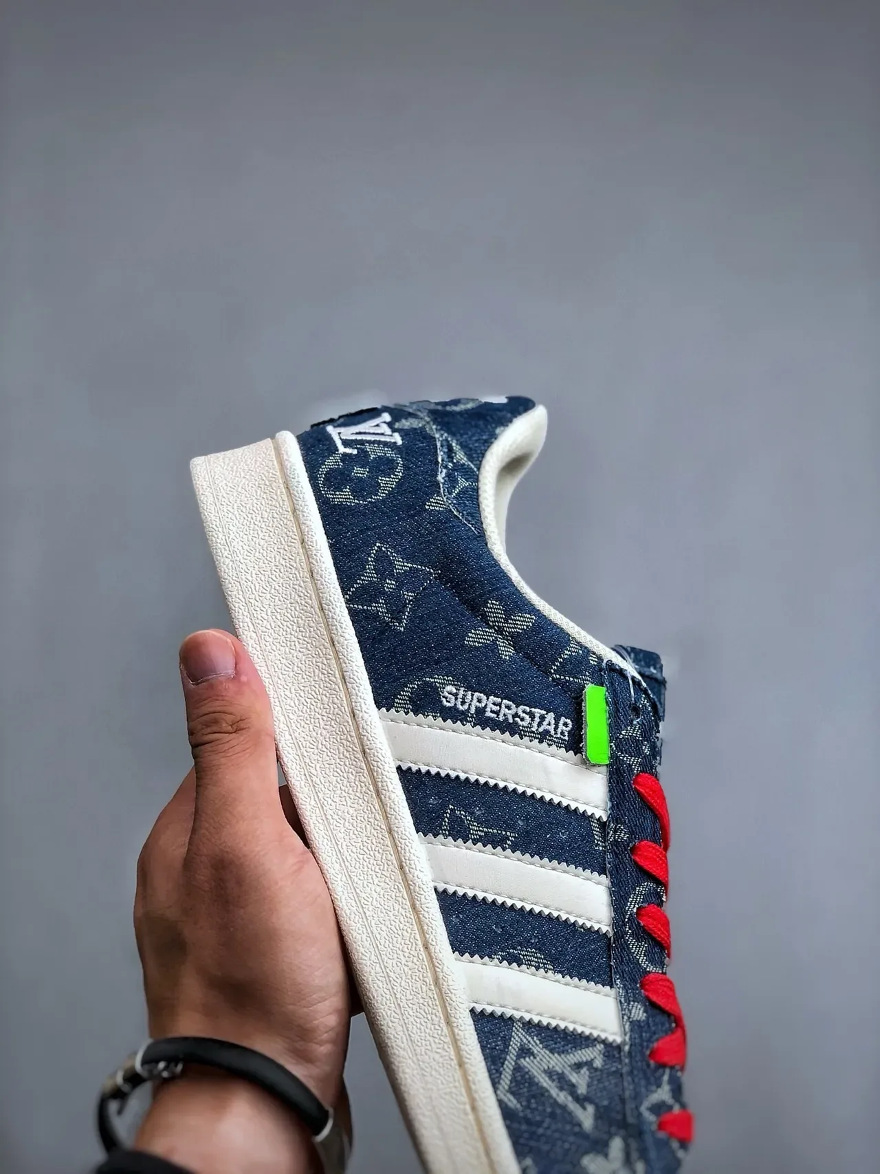 Adidas Superstar Denim Monogram Red Lace Lifestyle Sneakers 4