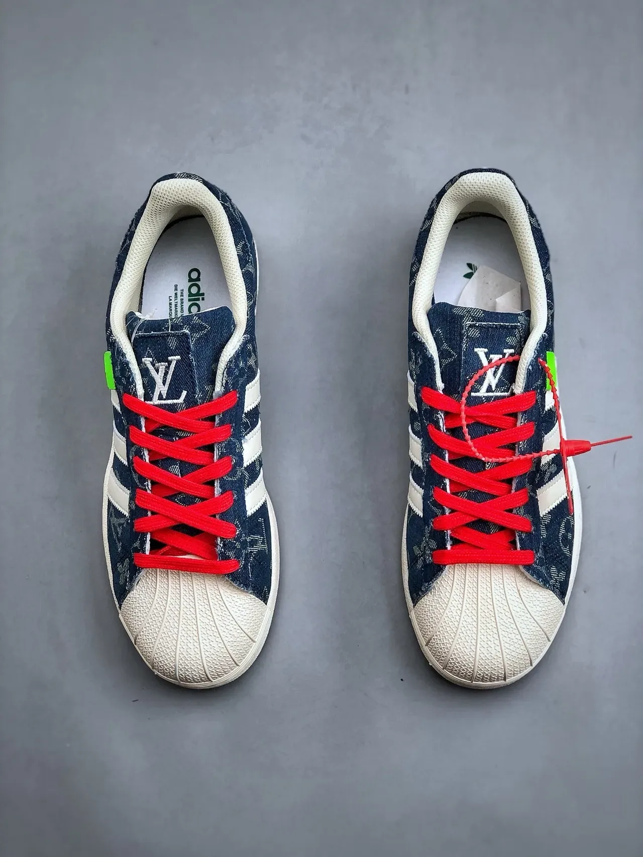 Adidas Superstar Denim Monogram Red Lace Lifestyle Sneakers 5