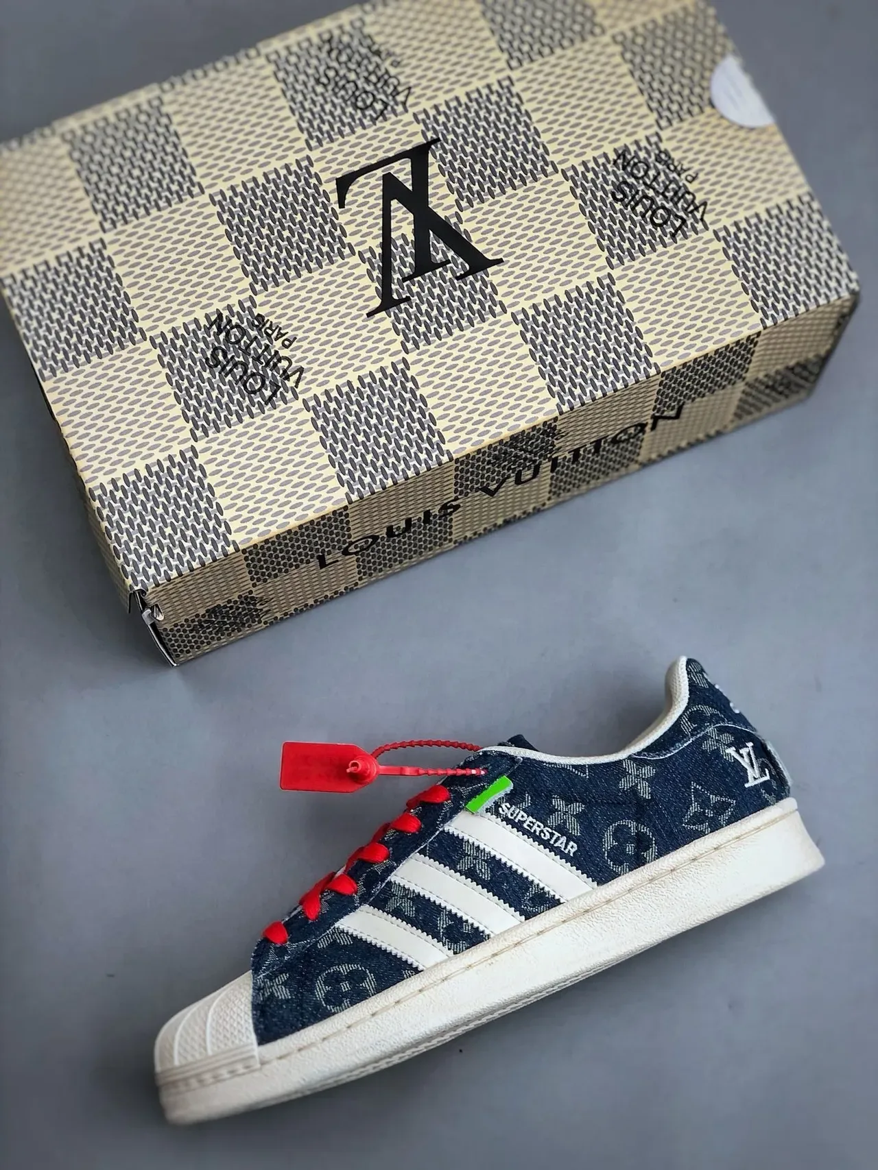 Adidas Superstar Denim Monogram Red Lace Lifestyle Sneakers 7