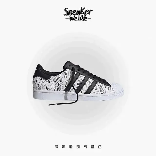 Adidas Superstar Graphic-Print सफेद और काला लाइफस्टाइल स्नीकर 15
