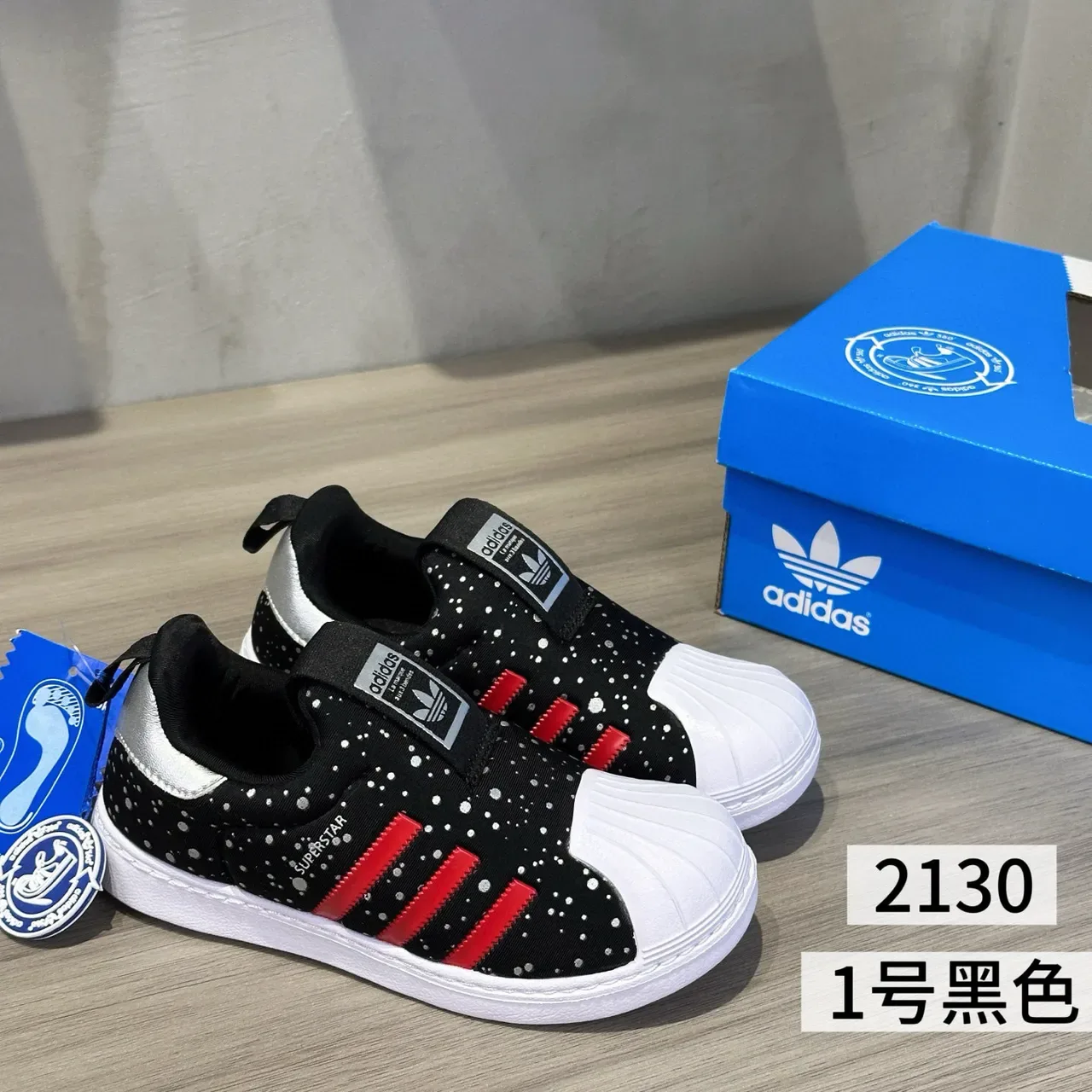 Adidas Superstar Kids Slip-On Navy Blue Graphic Print Lifestyle Sneakers 5