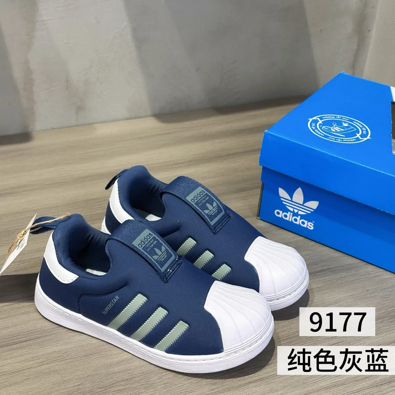Adidas Superstar Kids Slip-On Navy Blue Graphic Print Lifestyle Sneakers 9