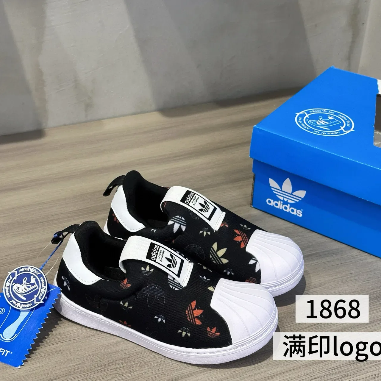 Adidas Superstar Kids Slip-On Navy Blue Graphic Print Lifestyle Sneakers 12