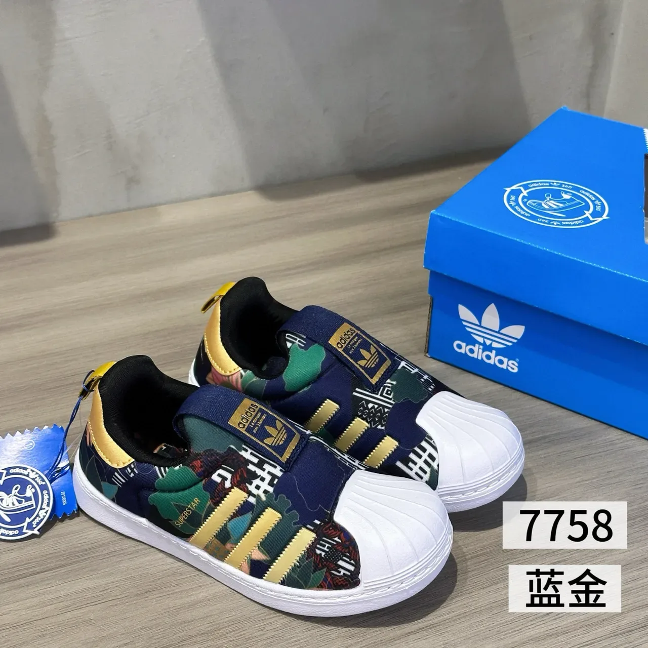 Adidas Superstar Kids Slip-On Navy Blue Graphic Print Lifestyle Sneakers 15