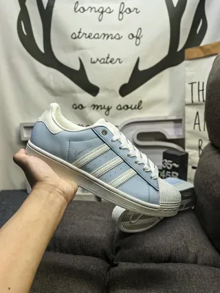 Adidas Superstar Light Blue and Cream Lifestyle Sneakers 5