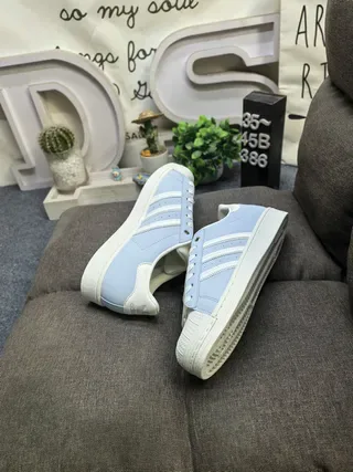 Adidas Superstar Light Blue and Cream Lifestyle Sneakers 6