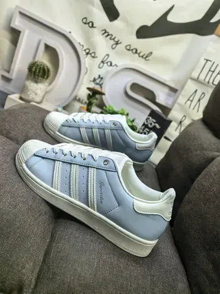 Adidas Superstar Light Blue and Cream Lifestyle Sneakers 7