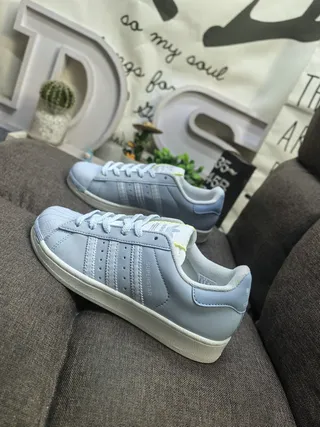 Adidas Superstar Light Blue Lifestyle Sneakers 7