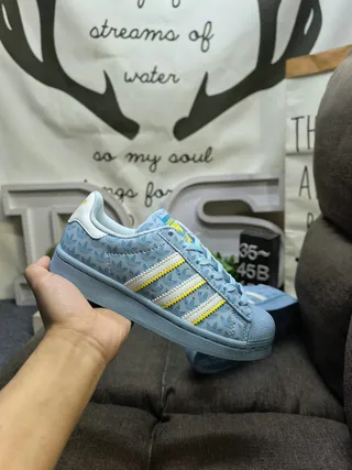 Adidas Superstar Light Blue Trefoil-Print Lifestyle Sneakers 5