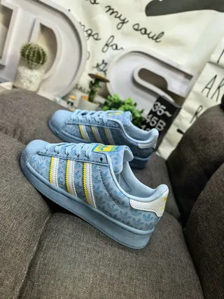 Adidas Superstar Light Blue Trefoil-Print Lifestyle Sneakers 7
