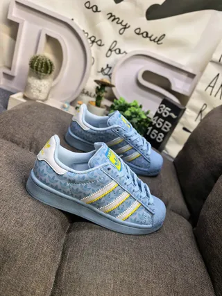 Adidas Superstar Light Blue Trefoil-Print Lifestyle Sneakers 9