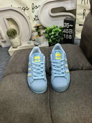 Adidas Superstar Light Blue Trefoil-Print Lifestyle Sneakers 10