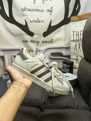 Adidas Superstar Off-White and Brown Lifestyle Sneakers 5