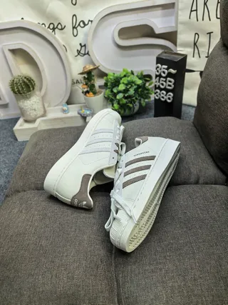 Adidas Superstar Off-White and Brown Lifestyle Sneakers 6