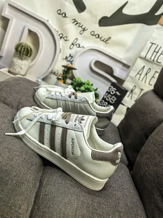 Adidas Superstar Off-White and Brown Lifestyle Sneakers 7