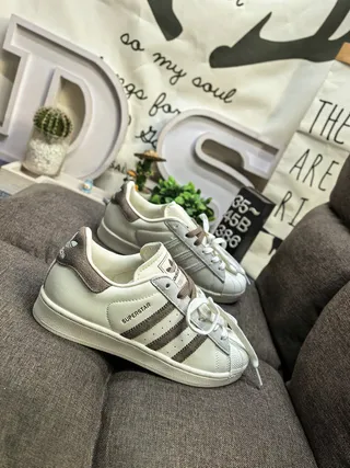 Adidas Superstar Off-White and Brown Lifestyle Sneakers 9