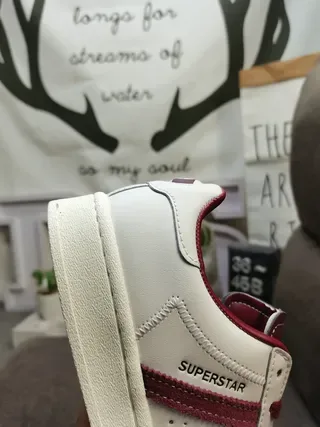 Adidas Superstar Off-White and Burgundy Lifestyle Sneakers 3