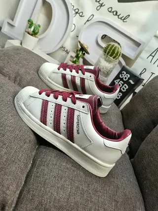 Adidas Superstar Off-White and Burgundy Lifestyle Sneakers 7