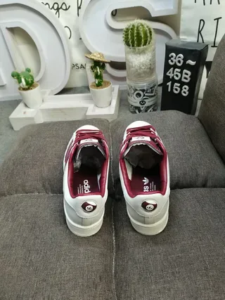 Adidas Superstar Off-White and Burgundy Lifestyle Sneakers 8