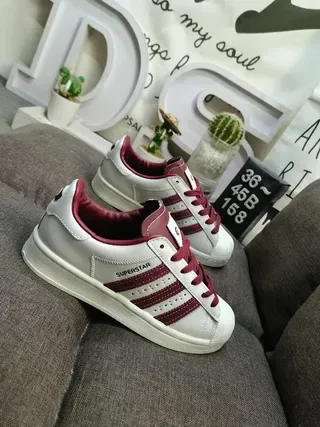 Adidas Superstar Off-White and Burgundy Lifestyle Sneakers 9
