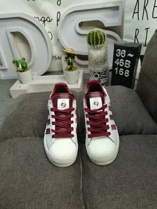 Adidas Superstar Off-White and Burgundy Lifestyle Sneakers 10