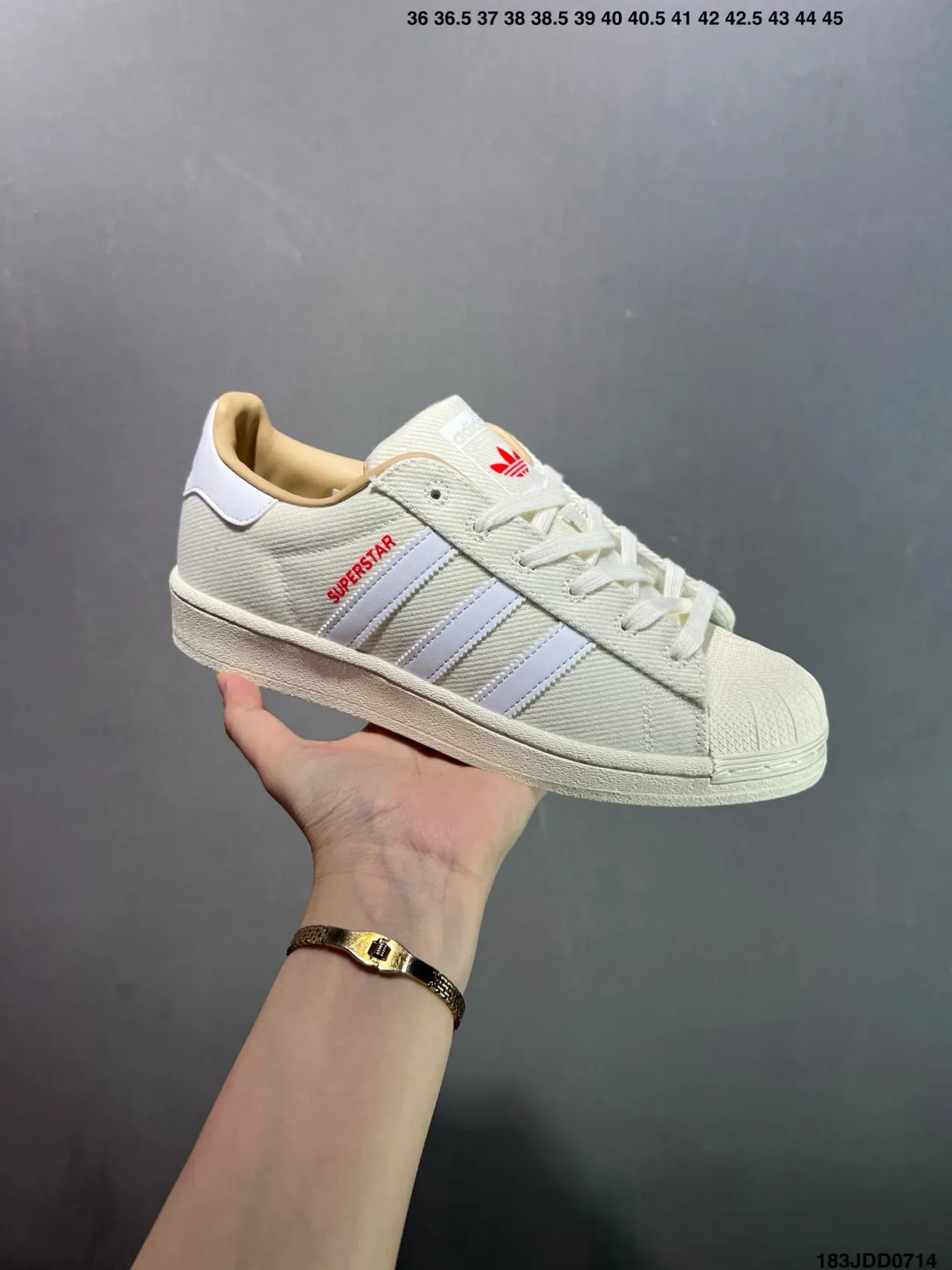 Adidas Superstar Off-White Textile Lifestyle Sneakers 3