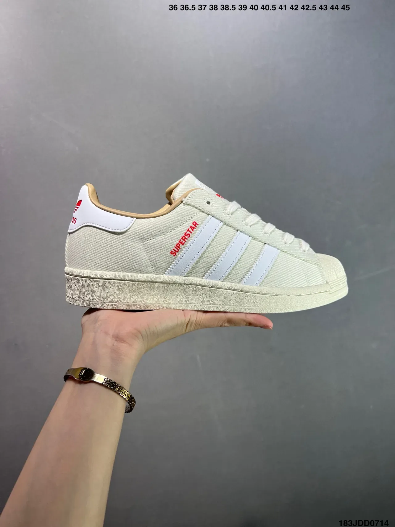 Adidas Superstar Off-White Textile Lifestyle Sneakers 4