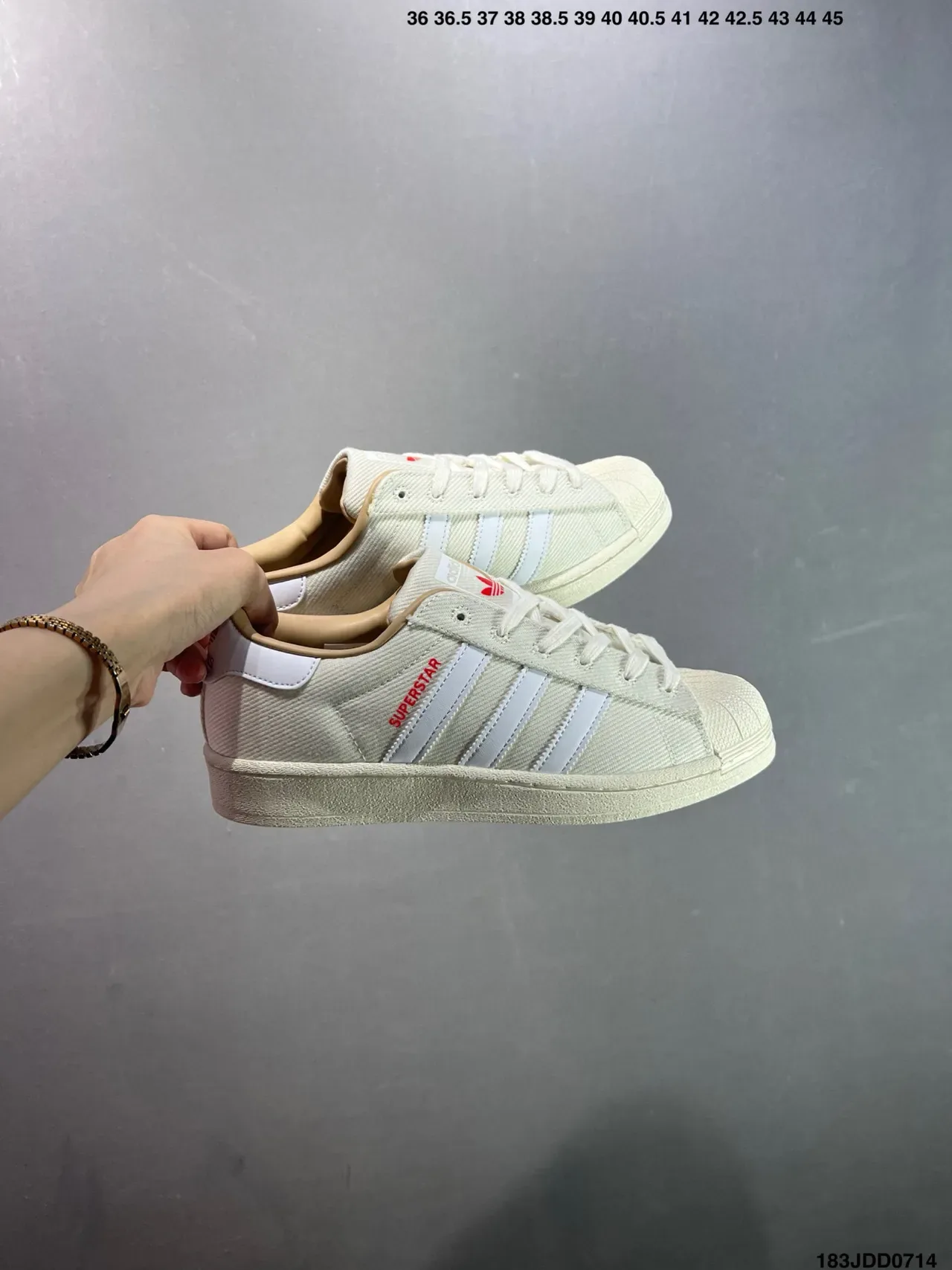 Adidas Superstar Off-White Textile Lifestyle Sneakers 8