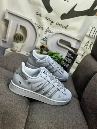 Adidas Superstar Silver Star-Print Lifestyle Sneakers 9
