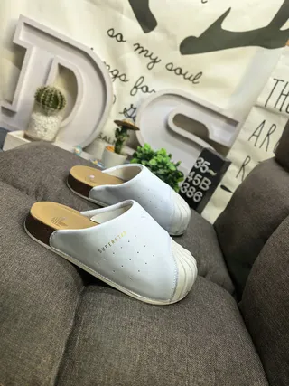 Adidas Superstar Slide White Perforated Leather Slippers 9